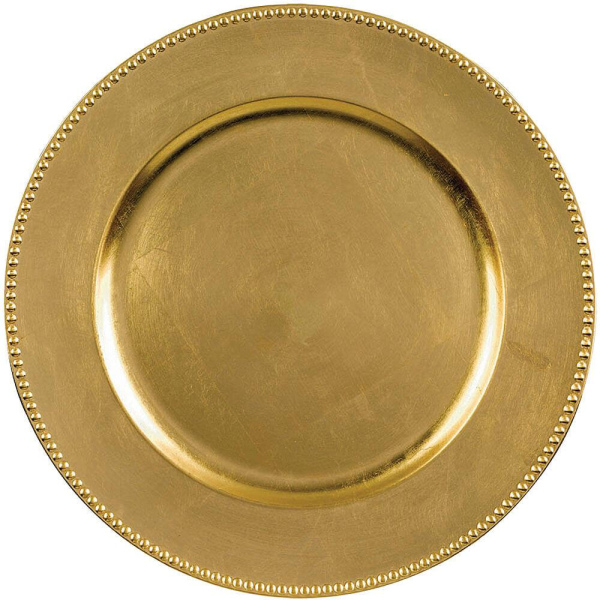 Gold Charger Plate - beaded inside